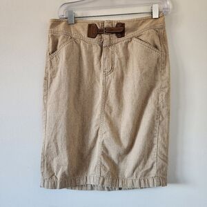 LAUREN RALPH LAUREN | 100% cotton Denim skirt midi beige neutral sz 6